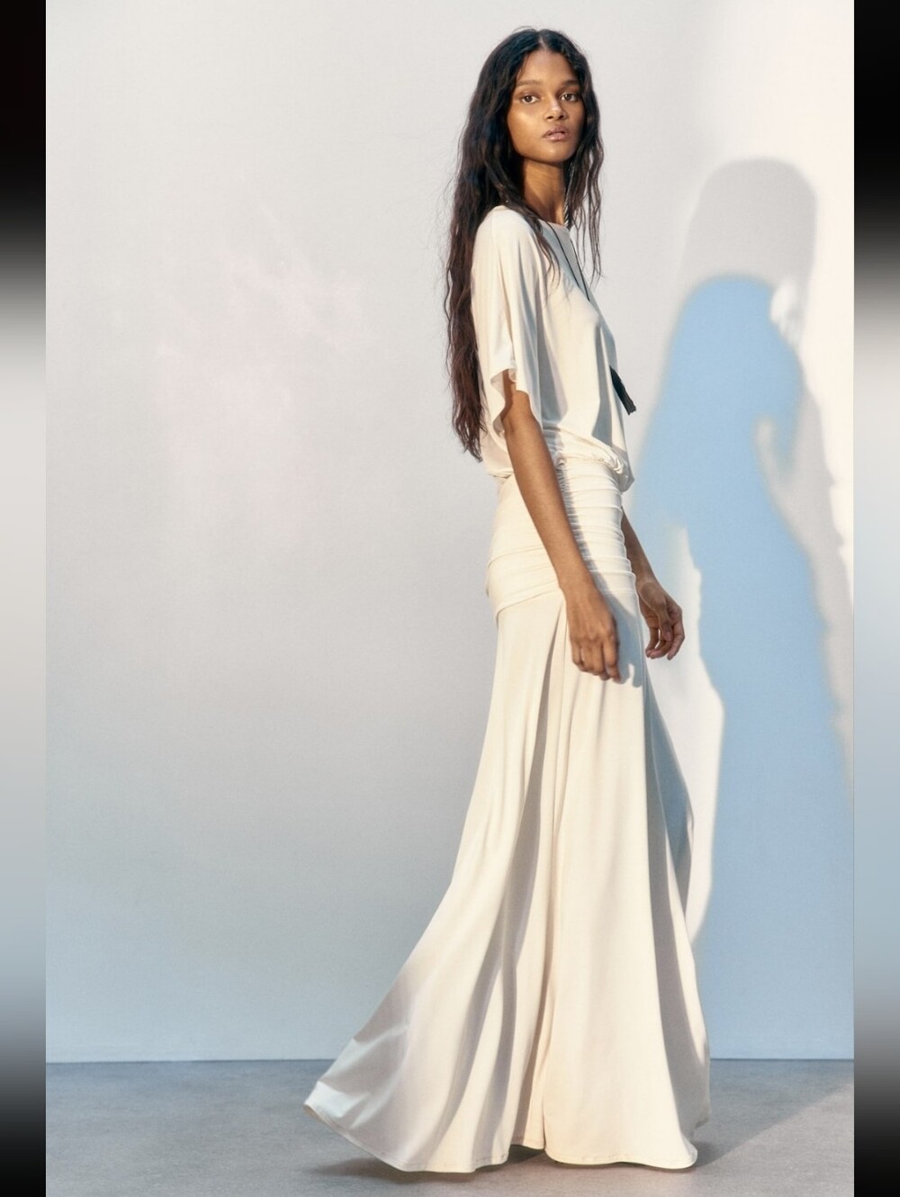 H&M Draped Maxi Dress Crwam NWT